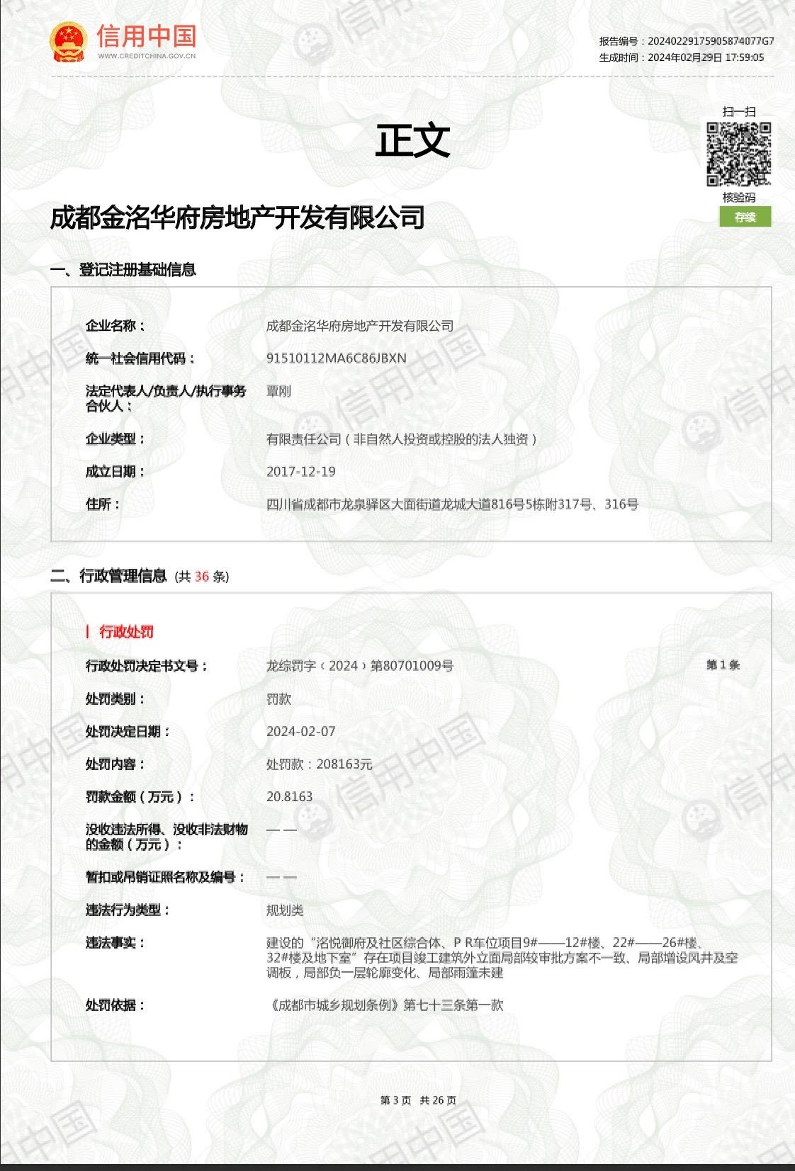 电建地产旗下洺悦御府因建设违法行为被处罚